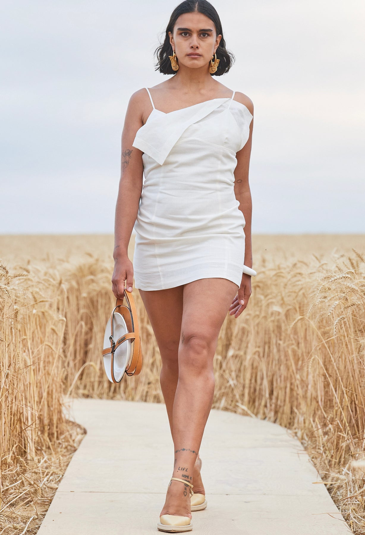 jacquemus linen mini dress Jacquemus | Open-back gathered linen-blend mini dress