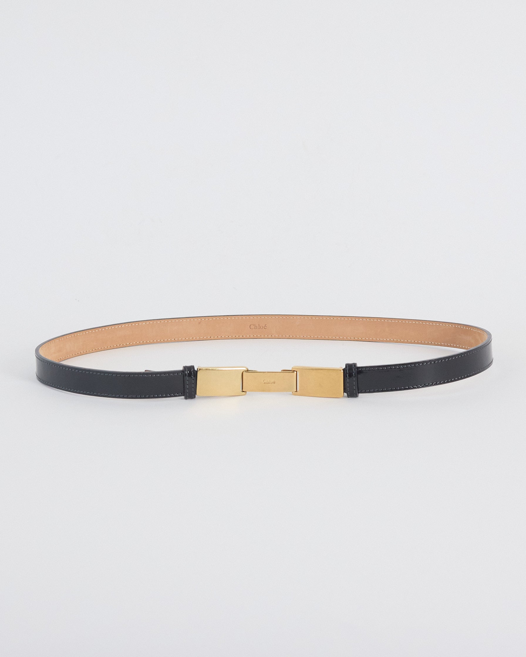 Chloé patent leather belt, black & gold, 80cm – RELIK editions display picture 1