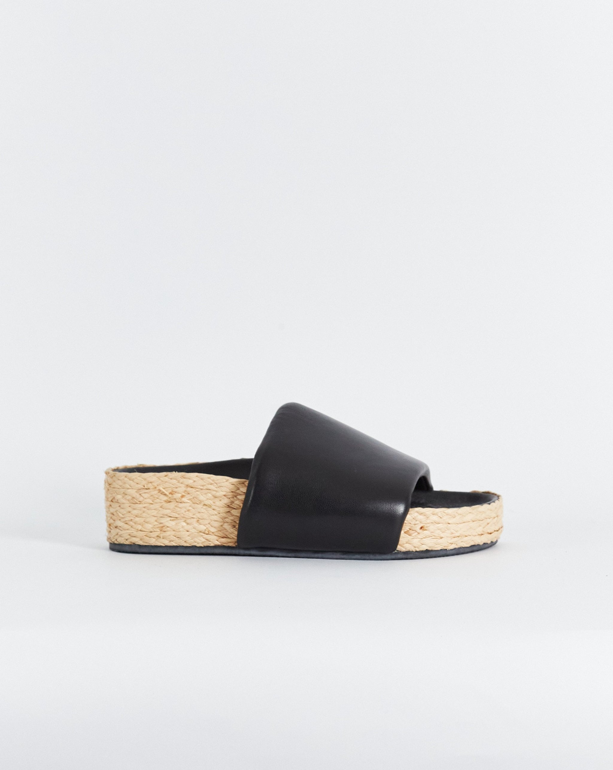 Celine raffia platform leather slide sandals ecru black 36.5